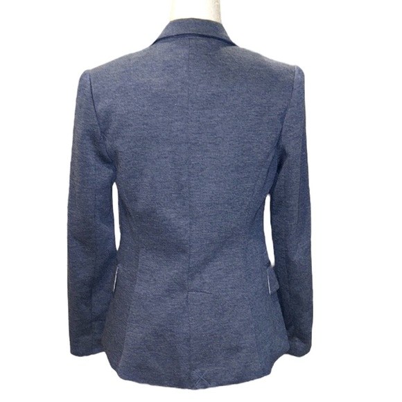 Anthropologie Cartonnier Heather Blue Knit Single Button Fitted Blazer - M - Picture 5 of 10